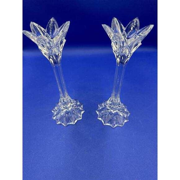 LENOX Crystal Candlesticks Tapered Candle Holder Long Stem 9” Tall - Lot Of 2 - Picture 4 of 11